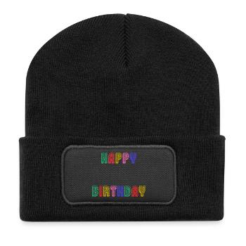 ALLES GUTE ZUM GEBURTSTAG. JAHRESTAG. - Recycelte Patch Beanie - Schwarz - Vorne