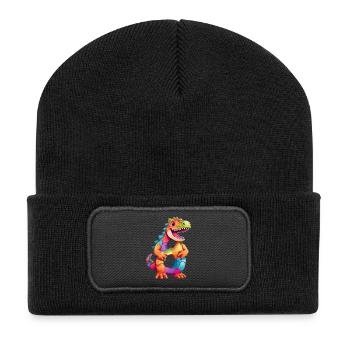 DINO 8 JAHRE DINOSAURIER NUMMER 8. GEBURTSTAG - Recycelte Patch Beanie - Schwarz - Vorne