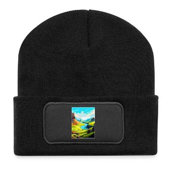 Isle Of Skye Schottland UK Vintage Reiseposter WPA - Recycelte Patch Beanie - Schwarz - Vorne