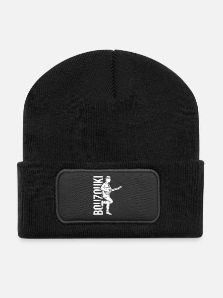 Charismatischer Bouzouki Musiker - Recycelte Patch Beanie - Schwarz