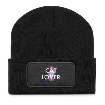 Cat Lover Shirt in Weltraumoptik - Recycelte Patch Beanie - Schwarz - Vorne