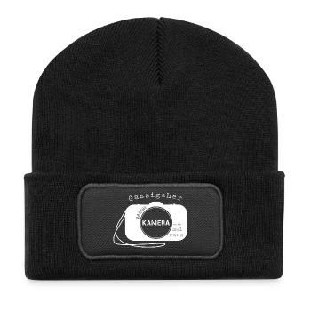 Fotograf fotografieren - Recycelte Patch Beanie - Schwarz - Vorne