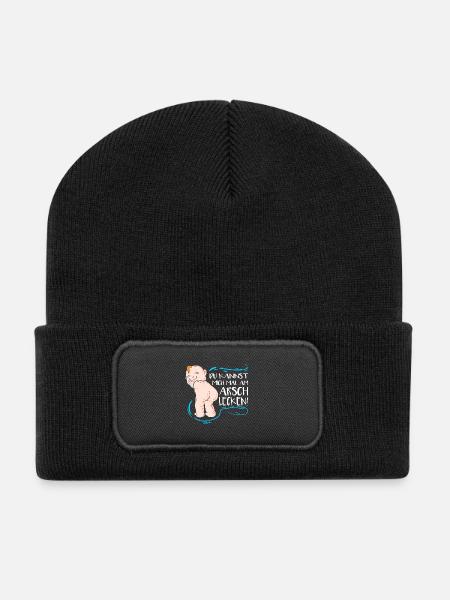 Du Kannst Mich Mal Am Arsch Lecken Lustiger SPruch - Recycelte Patch Beanie - Schwarz