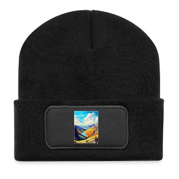 Helvellyn Cumbria Vintage Reiseposter Souvenir - Recycelte Patch Beanie - Schwarz - Vorne