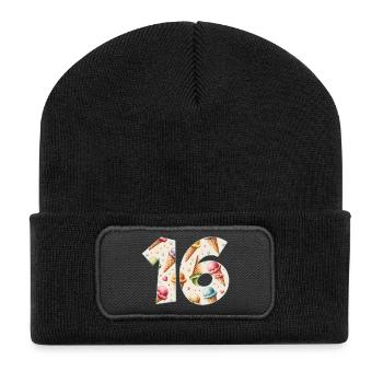 EISCREME NUMMER 16 JAHRE EIS 16. GEBURTSTAG - Recycelte Patch Beanie - Schwarz - Vorne