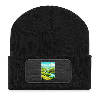 Douro-Tal Portugal Vintage Reiseposter WPA - Recycelte Patch Beanie - Schwarz - Vorne