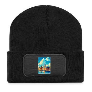 Helsingborg Sweden Vintage Travel Poster Souvenir - Recycled Patch Beanie - black - Front