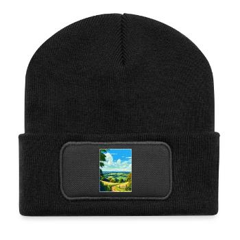 Surrey Hills Vintage Reiseposter Souvenir WPA - Recycelte Patch Beanie - Schwarz - Vorne