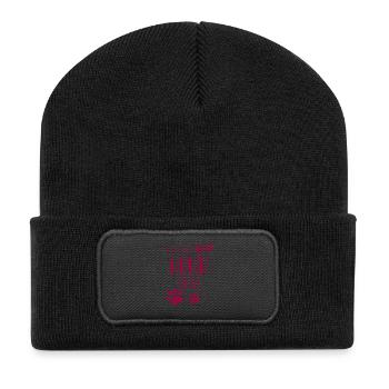 Die mit dem Hund geht - Recycelte Patch Beanie - Schwarz - Vorne