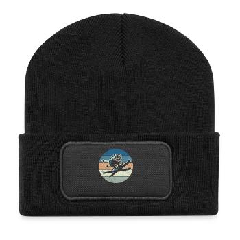 Ski Fahrer Vintage - Recycelte Patch Beanie - Schwarz - Vorne