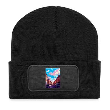 Carlisle Cumbria Vintage Reiseposter Souvenir - Recycelte Patch Beanie - Schwarz - Vorne