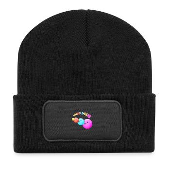 Kaugummiblasen Comic Figuren Bubble Gum - Recycelte Patch Beanie - Schwarz - Vorne