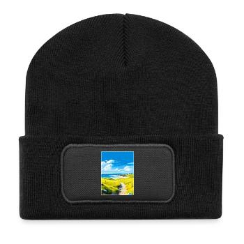 Isle Of Tiree Schottland Vereinigtes Königreich Reiseposter Souvenir - Recycelte Patch Beanie - Schwarz - Vorne