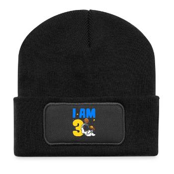 Ich bin 3 3. Geburtstag Feier Outerspace Bday - Recycelte Patch Beanie - Schwarz - Vorne