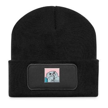Kuschelweiche Foldex Rassekatze - Recycelte Patch Beanie - Schwarz - Vorne