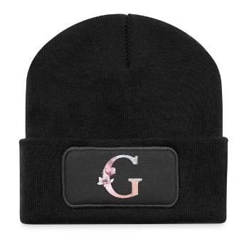 Buchstabe G - Recycelte Patch Beanie - Schwarz - Vorne