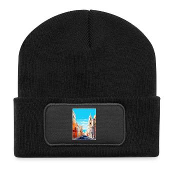 Cadix Espagne Affiche de voyage vintage WPA Art Souvenir - Beanie recyclé à patch - noir - Devant