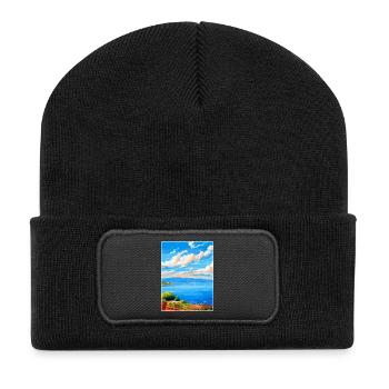 Lac de Bracciano Italie Affiche de voyage vintage WPA Art - Beanie recyclé à patch - noir - Devant