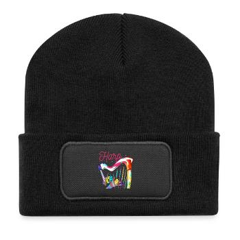 Himmlische Harfe Orchestermusik - Recycelte Patch Beanie - Schwarz - Vorne