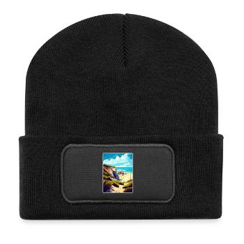 Crystal Cove California Vintage Reiseposter WPA - Recycelte Patch Beanie - Schwarz - Vorne