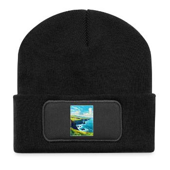 Dingle Halbinsel Irland Vereinigtes Königreich Vintage Reiseposter - Recycelte Patch Beanie - Schwarz - Vorne