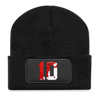NON. 10 NUMÉRO 10 ROUGE BLANC 10E ANNIVERSAIRE - Beanie recyclé à patch - noir - Devant