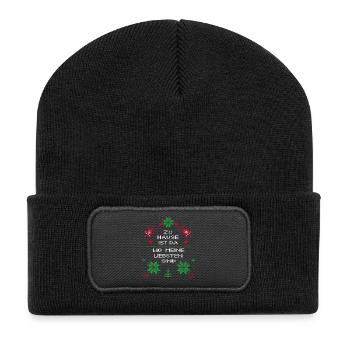 Christmas at home is where my loved ones are - Recycled Patch Beanie - black - Front