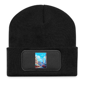 Bruxelles Belgique Poster de voyage vintage souvenir - Beanie recyclé à patch - noir - Devant