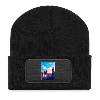 Prag Tschechische Republik Vintage Reiseplakat WPA - Recycelte Patch Beanie - Schwarz - Vorne