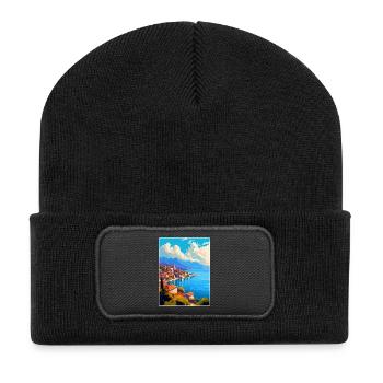 Ohrid Nordmazedonien Vintage Reiseposter WPA - Recycelte Patch Beanie - Schwarz - Vorne