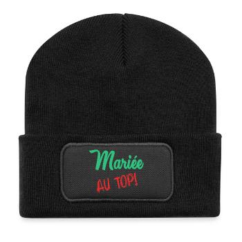 Junggesellinnenabschied. HOCHZEIT. MANNSCHAFT. TEAM BRAUT. ZUKÜNFTIGE BRAUT - Recycelte Patch Beanie - Schwarz - Vorne