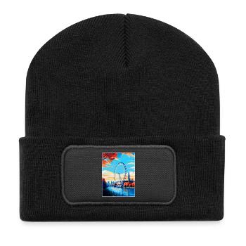London Eye Angleterre Royaume-Uni Affiche de voyage vintage WPA - Beanie recyclé à patch - noir - Devant