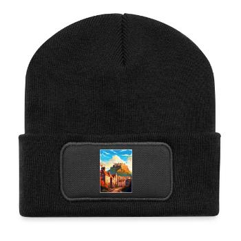 Edinburgh Scotland Uk Travel Poster Souvenir WPA - Recycled Patch Beanie - black - Front