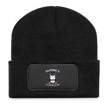 Troisième enfant joueur 3 bébé pingouin enceinte - Beanie recyclé à patch - noir - Devant