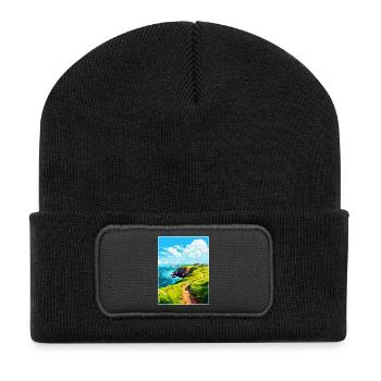 St Davids Head Wales Uk Reise Poster Souvenir WPA - Recycelte Patch Beanie - Schwarz - Vorne