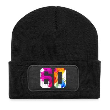 NUMMER 60 JAHRE ALT 60. GEBURTSTAG - Recycelte Patch Beanie - Schwarz - Vorne