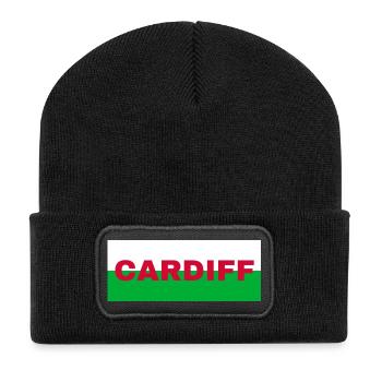 Cardiff City in Wales Flag United Kingdom - Recycled Patch Beanie - black - Front
