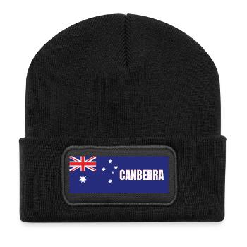 Canberra City in Australian Flag - Recycled Patch Beanie - black - Front
