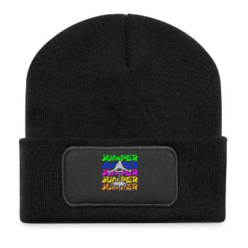 Trampolinspringen Trampolin Trampolin Trampolinspr - Recycelte Patch Beanie - Schwarz - Vorne