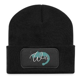Wels Waller angeln Sportfischen Flussmonster - Recycelte Patch Beanie - Schwarz - Vorne