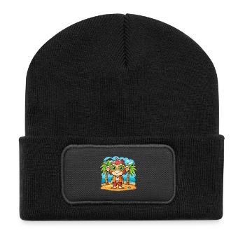 Monkey Funny Cartoon Summer Beach Sunglasses - Recycled Patch Beanie - black - Front