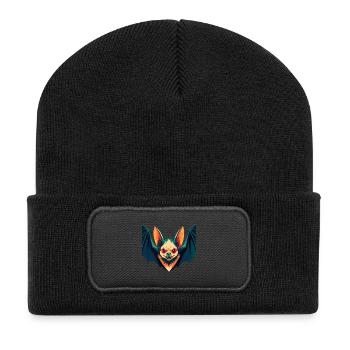 Fledermaus Cartoon Figur Buntes Haustier Tier - Recycelte Patch Beanie - Schwarz - Vorne