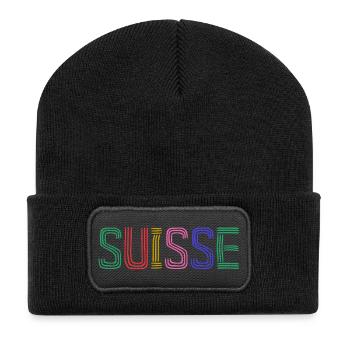 SUISSE. PAYS. GENEVE. HUMOUR. DRAPEAU. GENEVE - Beanie recyclé à patch - noir - Devant