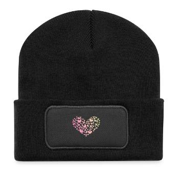 Herz aus Herzchen Liebe Romantisch Jahrestag - Recycelte Patch Beanie - Schwarz - Vorne