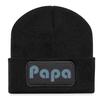 PAPA. VATERTAG. ALLES GUTE ZUM GEBURTSTAG, PAPA. ALLES GUTE ZUM GEBURTSTAG - Recycelte Patch Beanie - Schwarz - Vorne