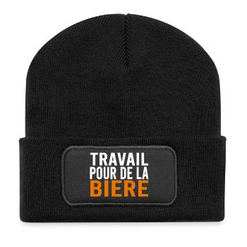 Travail pour de la bière - Beanie recyclé à patch - noir - Devant