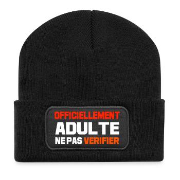 Officiellement adulte ne pas vérifier - Beanie recyclé à patch - noir - Devant
