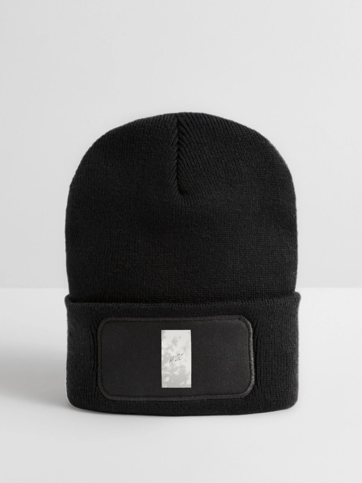 SMILE - Recycelte Patch Beanie - Schwarz - Vorne