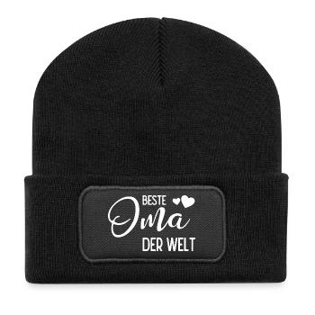 Beste Oma der Welt - Recycelte Patch Beanie - Schwarz - Vorne