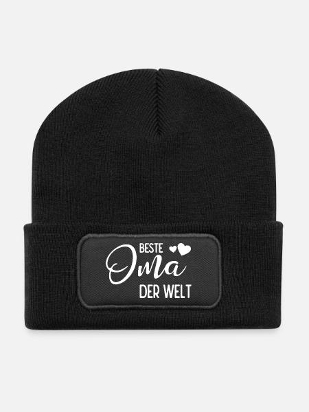 Beste Oma der Welt - Recycelte Patch Beanie - Schwarz